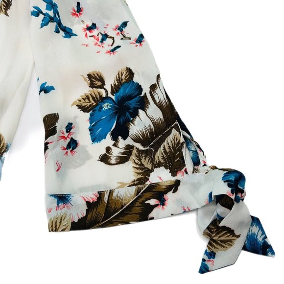 Entro Blouse Womens Small, Medium, Large Off Shoulder Feathers Hibiscus Spring - Picture 7 of 16